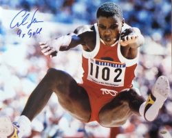Autographed Carl Lewis "9x Gold" USA Olympics 16x20 Photo
