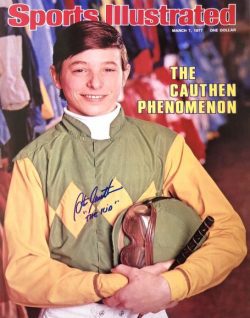 Autographed STEVE CAUTHEN "The Kid" Horse Racing 16x20 Photo