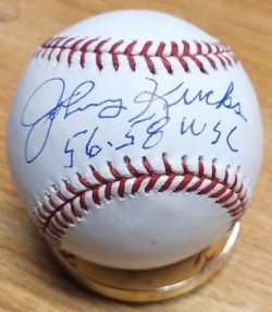 Autographed Johnny Kucks "56, 58 WSC" Official Major League Baseball