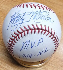 Autographed Marty Marion "MVP 1944 NL" Rawlings Official Major League Baseball