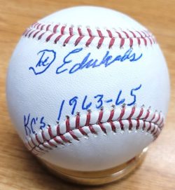 Autographed DOC EDWARDS "KC 1963-65" Official Rawlings Major League Baseball