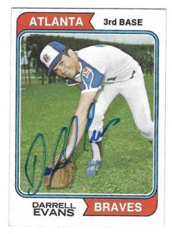 Autographed DARRELL EVANS Atlanta Braves 1974 Topps Card