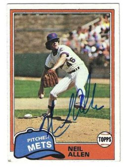 Autographed NEIL ALLEN New York Mets 1981 Topps Card
