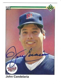 Autographed JOHN CANDELARIA Minnesota Twins 1990 Upper Deck Card