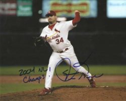 AUTOGRAPHED STEVE KLINE "2004 NL Champs" 8X10 St. Louis Cardinals photo