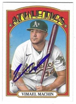 Autographed VIMAEL MACHIN Oakland A's 2021 Topps Heritage Card #502