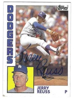 Autographed JERRY REUSS Los Angeles Dodgers 1984 Topps Card