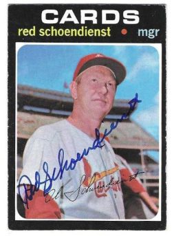 Autographed RED SCHOENDIENST St. Louis Cardinals 1971 Topps Card