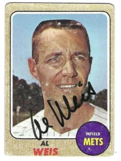 Autographed 1968 Topps AL WEIS  New York Mets Card