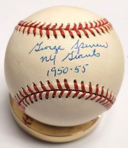 GEORGE SPENCER "NY Giants 1950-55" Autographed Official National League Baseball