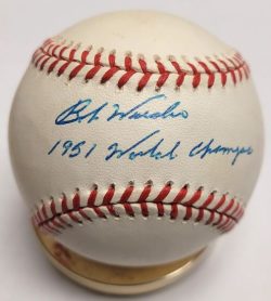 Autographed BOB WIESLER "1951 World Champs" Official American League Baseball