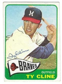 Autographed TY CLINE Milwaukee Braves 1965 Topps Card