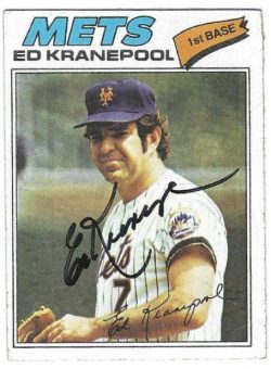 Autographed ED KRANEPOOL New York Mets 1977 Topps Card