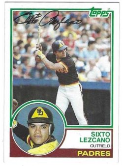 Autographed SIXTO LEZCANO San Diego Padres 1983 Topps Card