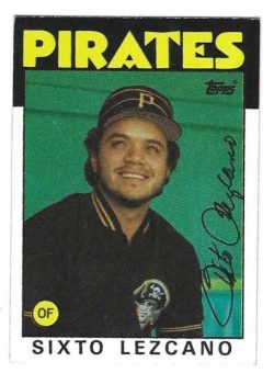 Autographed SIXTO LEZCANO Pittsburgh Pirates 1986 Topps Card