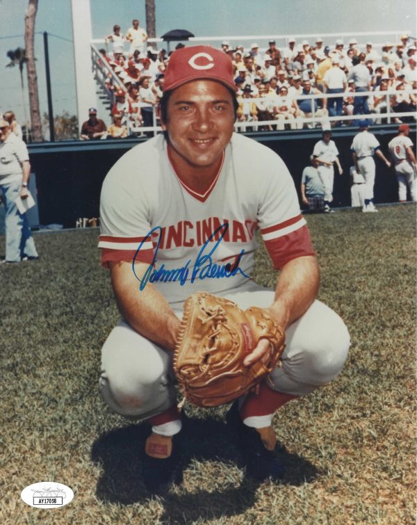 Autographed Johnny Bench Cincinnati Reds 8x10  Photo with JSA COA