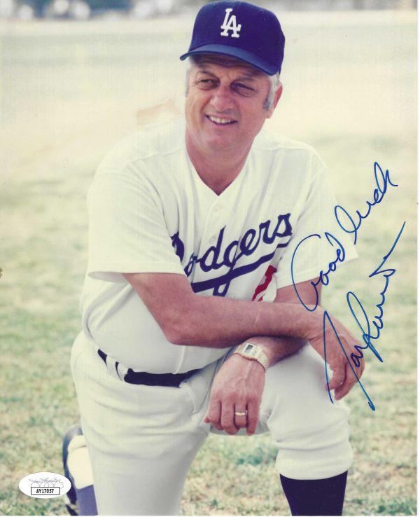 Autographed TOM LASORDA Los Angeles Dodgers 8X10 photo JSA