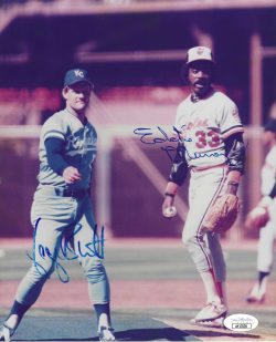 AUTOGRAPHED EDDIE MURRAY Baltimore Orioles and GEORGE BRETT Kansas City Royals 8x10 Photo JSA