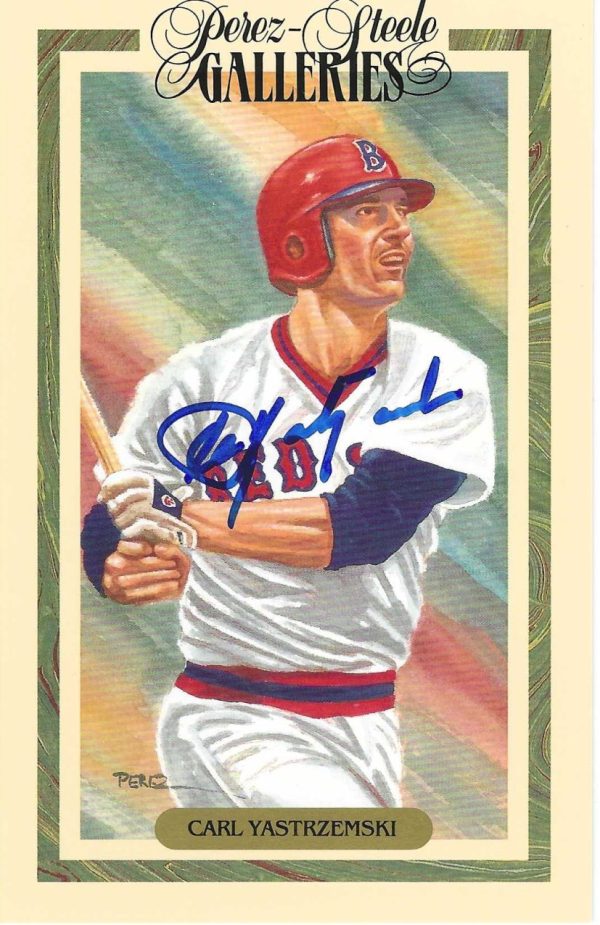 Autographed CARL YASTRZEMSKI Boston Red Sox Perez-Steele Master Works Postcard JSA