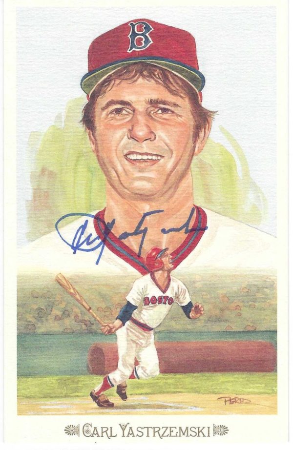 Autographed CARL YASTRZEMSKI Boston Red Sox Perez-Steele Celebration Postcard JSA