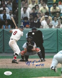 Autographed CARL YASTRZEMSKI "HOF 89" 8X10 Boston Red Sox JSA COA