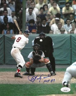 Autographed CARL YASTRZEMSKI "HOF 89" 8X10 Boston Red Sox JSA COA
