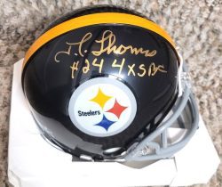 Autographed J.T. THOMAS "4X SBC" Pittsburgh Steelers Mini Helmet