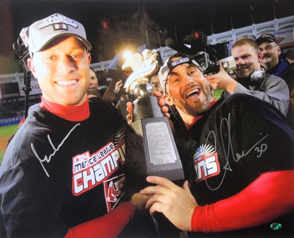 AUTOGRAPHED GABE KAPLER and CURTIS LESKANIC 16X20 Boston Red Sox photo