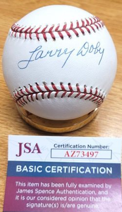 Autographed LARRY DOBY Official League Hall of Fame Logo Baseball JSA