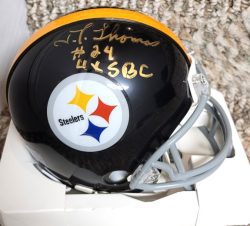 Autographed J.T. THOMAS "4X SBC" Pittsburgh Steelers Mini Helmet