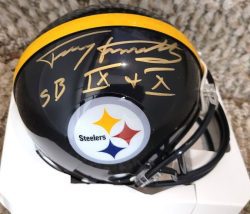 Autographed TERRY HANRATTY "SB IX, SB X" Pittsburgh Steelers Mini Helmet