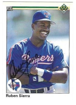 Autographed RUBEN SIERRA Texas Rangers 1990 Upper Deck Card