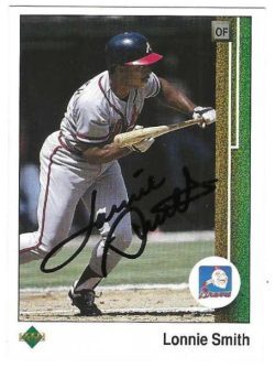 Autographed LONNIE SMITH Atlanta Braves 1989 Upper Deck Card
