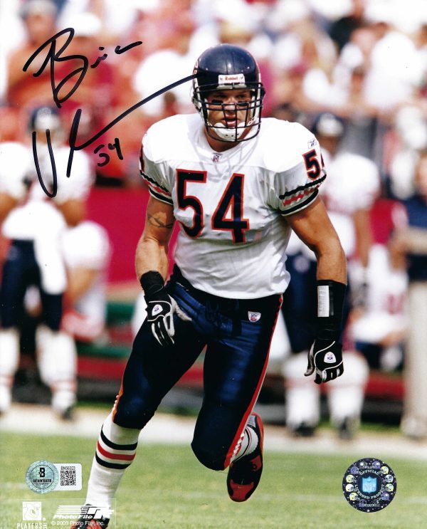 Autographed Brian Urlacher 8X10 Chicago Bears Photo with Beckett Hologram