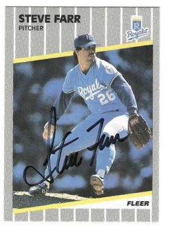 Autographed STEVE FARR Kansas City Royals 1989 Fleer Card