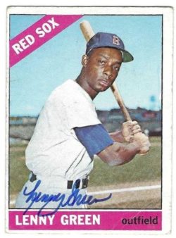 Autographed LENNY GREEN Boston Red Sox 1966 Topps Card