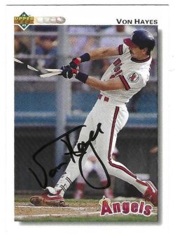 Autographed VON HAYES California Angels 1992 Upper Deck Card