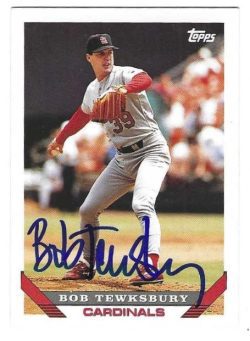 Autographed BOB TEWKSBURY St. Louis Cardinals 1993 Topps Card