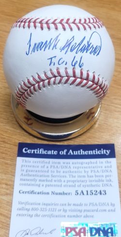 Autographed FRANK ROBINSON "TC 66" Official Major League Baseball PSA