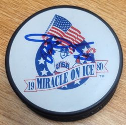 Autographed AL MICHAELS USA 1980 Miracle on Ice Hockey Puck JSA