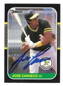 Autographed JOSE CANSECO Oakland A's 1987 Donruss Card