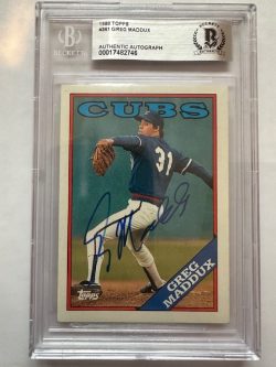 Signed Greg Maddux Chicago Cubs 1988 Topps card #361 Beckett slabbed