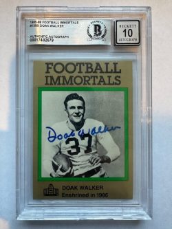 Doak Walker Signed Football Football Immortals Detroit Lions card #130 Becket 10