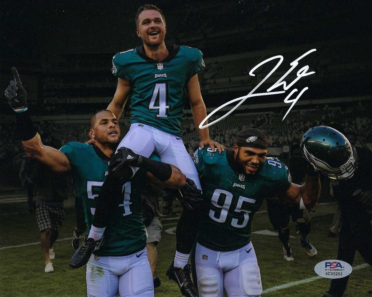 Jake Elliott Autographed Philadelphia Eagles Mini Helmet – PSA 40448, NFL