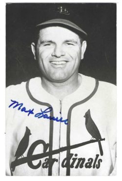 Autographed MAX LANIER St. Louis Cardinals BxW Rowe Post Card