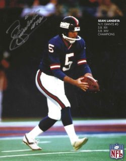 Autographed SEAN LANDETA 8X10 New York Giants Photo