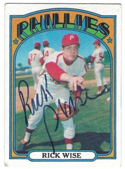 Autographed RICK WISE Philadelphia Phillies 1972 Topps Card