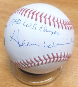 Autographed HERM WINNINGHAM "1990 WS Champs" Official Rawlings Major League Baseball