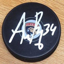 Autographed ADAM BOQVIST Florida Panthers Hockey Puck