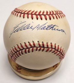 Autographed EDDIE MATHEWS Rawlings Official National League Baseball